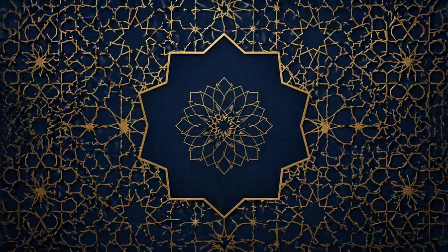 Islamic geometric pattern in gold and navy — khula divorce UAE